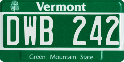 VT license plate DWB242