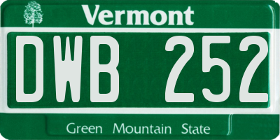 VT license plate DWB252