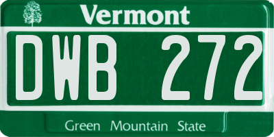 VT license plate DWB272
