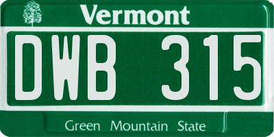 VT license plate DWB315