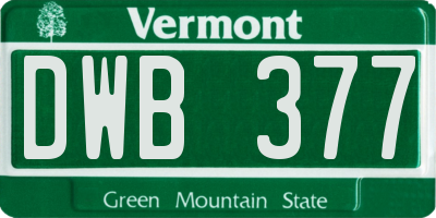 VT license plate DWB377