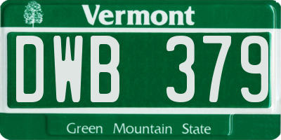 VT license plate DWB379