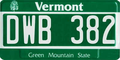 VT license plate DWB382