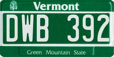 VT license plate DWB392