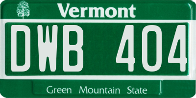 VT license plate DWB404