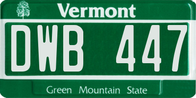 VT license plate DWB447