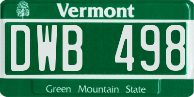 VT license plate DWB498