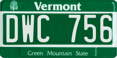VT license plate DWC756