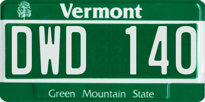 VT license plate DWD140