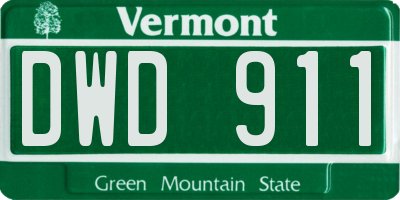 VT license plate DWD911