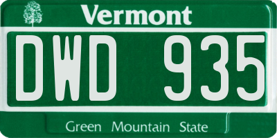 VT license plate DWD935