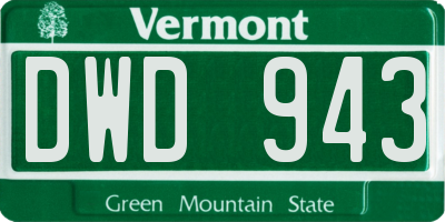 VT license plate DWD943