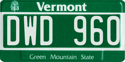 VT license plate DWD960
