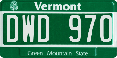 VT license plate DWD970