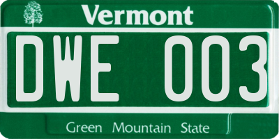 VT license plate DWE003