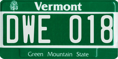VT license plate DWE018