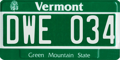 VT license plate DWE034