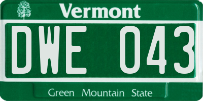 VT license plate DWE043