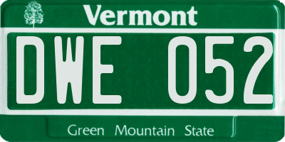 VT license plate DWE052