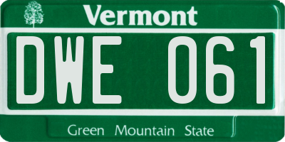 VT license plate DWE061