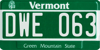 VT license plate DWE063