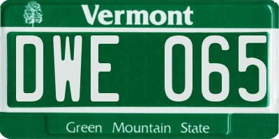 VT license plate DWE065