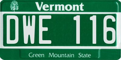 VT license plate DWE116