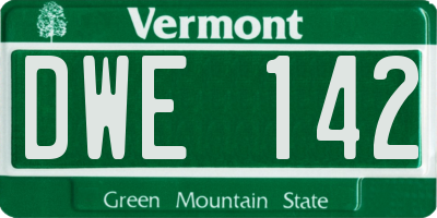 VT license plate DWE142