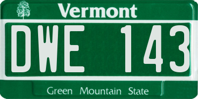 VT license plate DWE143