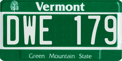 VT license plate DWE179