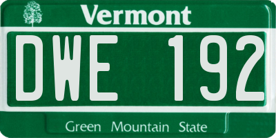 VT license plate DWE192