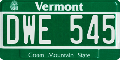 VT license plate DWE545
