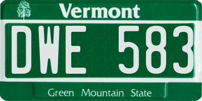 VT license plate DWE583