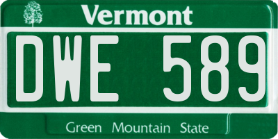 VT license plate DWE589