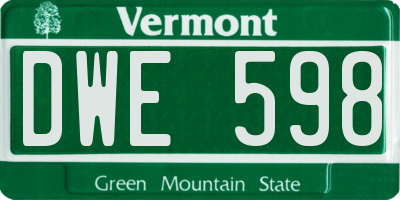 VT license plate DWE598