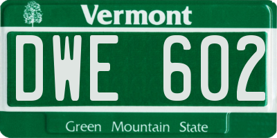VT license plate DWE602
