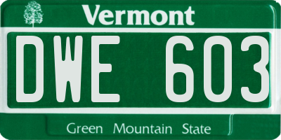 VT license plate DWE603