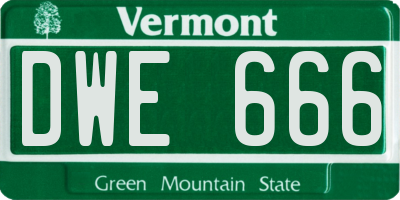 VT license plate DWE666