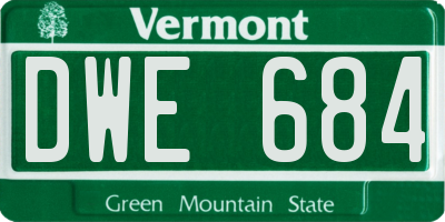 VT license plate DWE684
