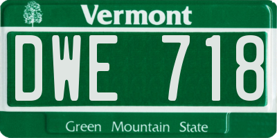 VT license plate DWE718