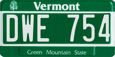 VT license plate DWE754