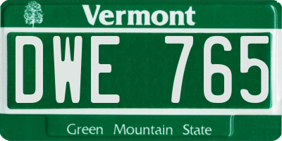 VT license plate DWE765