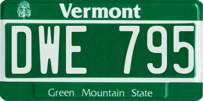 VT license plate DWE795