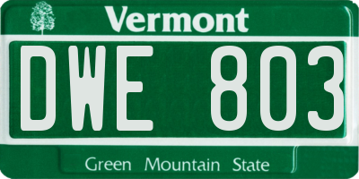 VT license plate DWE803