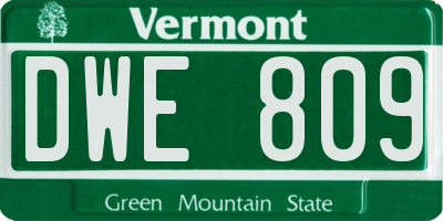 VT license plate DWE809