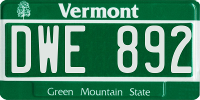 VT license plate DWE892