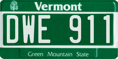 VT license plate DWE911