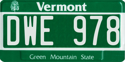 VT license plate DWE978