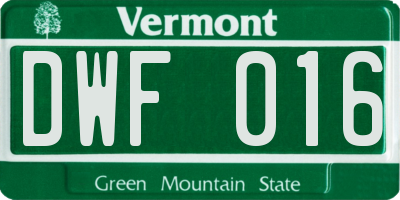 VT license plate DWF016