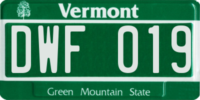 VT license plate DWF019
